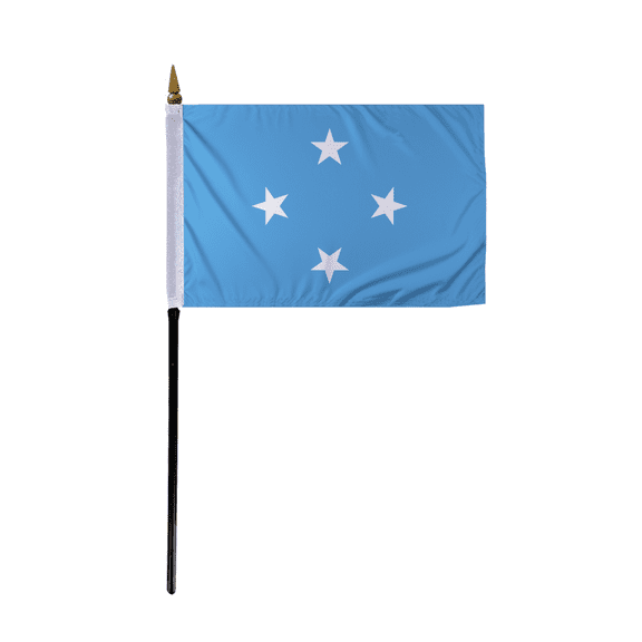 Promopatriot Small Micronesia Country Stick Flag 4x6 inch 11" Plastic Stick Polyester Fabric Stitched Edges Hand Held Mini Small Stick Flags
