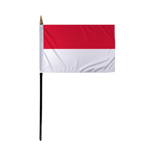 Promopatriot Small Monaco Country Stick Flag 4x6 inch 11" Plastic Stick Polyester Fabric Stitched Edges Hand Held Mini Small Stick Flags