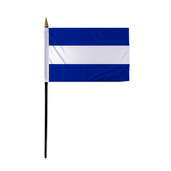 Promopatriot Small Nicaragua Country Stick Flag 4x6 inch 11" Plastic Stick Polyester Fabric Stitched Edges Hand Held Mini Small Stick Flags