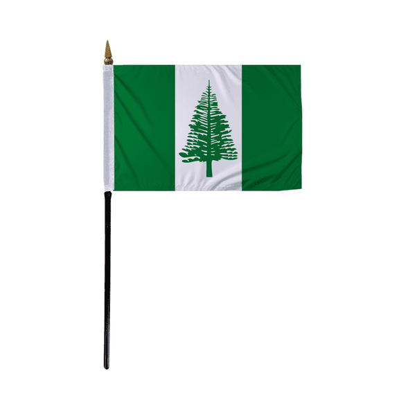 Promopatriot Small Norfolk Island Country Stick Flag 4x6 inch 11" Plastic Stick Polyester Fabric Stitched Edges Hand Held Mini Small Stick Flags