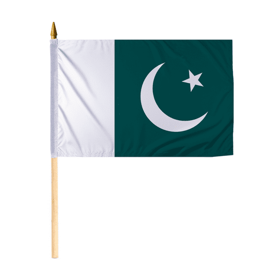 Promopatriot Small Pakistan National Desk Flag 12x18 inch 24" Wood Stick Polyester Double Stitched Edges Mini Pakistan flag on Stick