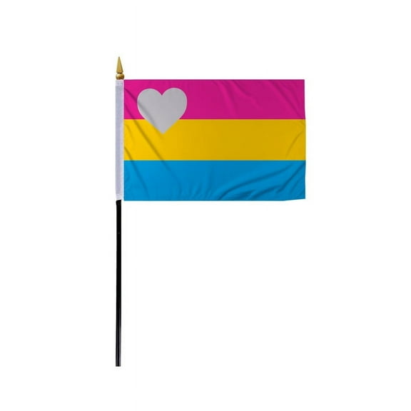 Promopatriot Small Panromantic Pride Flag 4x6 inch Stick Flag Sewn Edges Fade Resistant Polyester Table Desk 11" Plastic Stick Flag