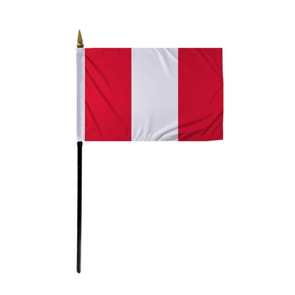 Promopatriot Small Peru Country Stick Flag 4x6 inch 11" Plastic Stick Polyester Fabric Stitched Edges Hand Held Mini Small Stick Flags