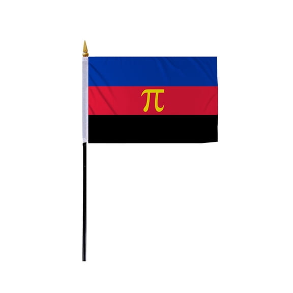 Promopatriot Small Polyamorous Pride Flag 4x6 inch Stick Flag Sewn Edges Fade Resistant Polyester Table Desk 11" Plastic Stick Flag