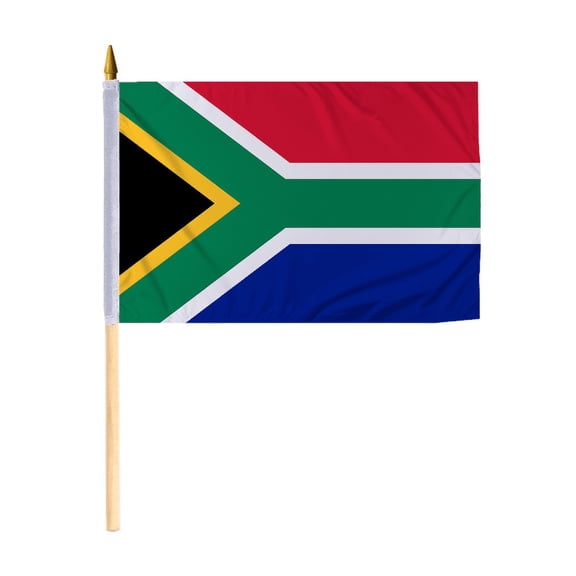 Promopatriot Small South Africa National Desk Flag 12x18 inch 24" Wood Stick Polyester Double Stitched Edges Mini South Africa flag on Stick