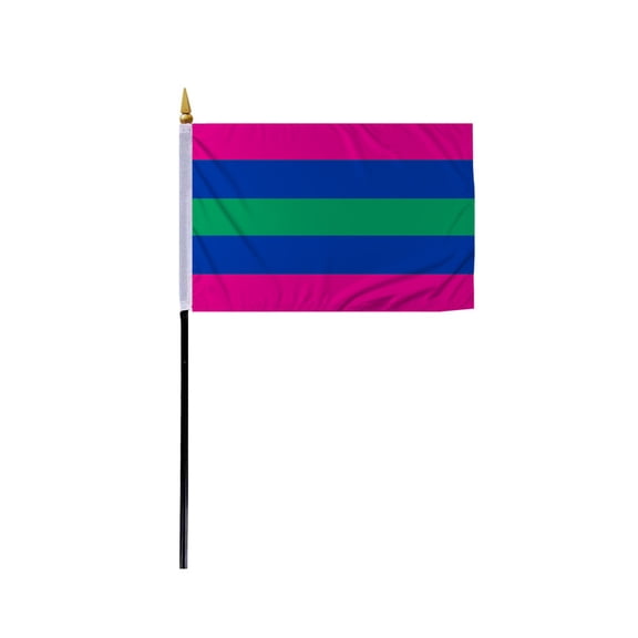 Promopatriot Small Trigender Pride Flag 4x6 inch Stick Flag Sewn Edges Fade Resistant Polyester Table Desk 11" Plastic Stick Flag