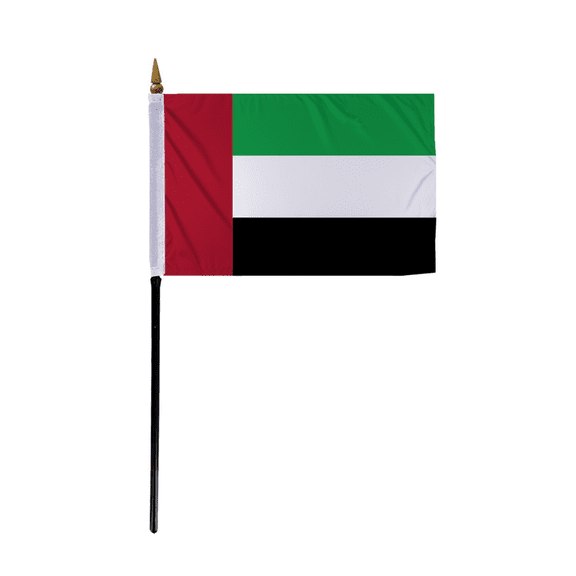 Promopatriot Small United Arab Emirates Country Stick Flag 4x6 inch 11" Plastic Stick Polyester Fabric Stitched Edges Hand Held Mini Small Stick Flags