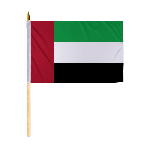 Promopatriot Small United Arab Emirates National Desk Flag 12x18 inch 24" Wood Stick Polyester Double Stitched Edges Mini United Arab Emirates flag on Stick
