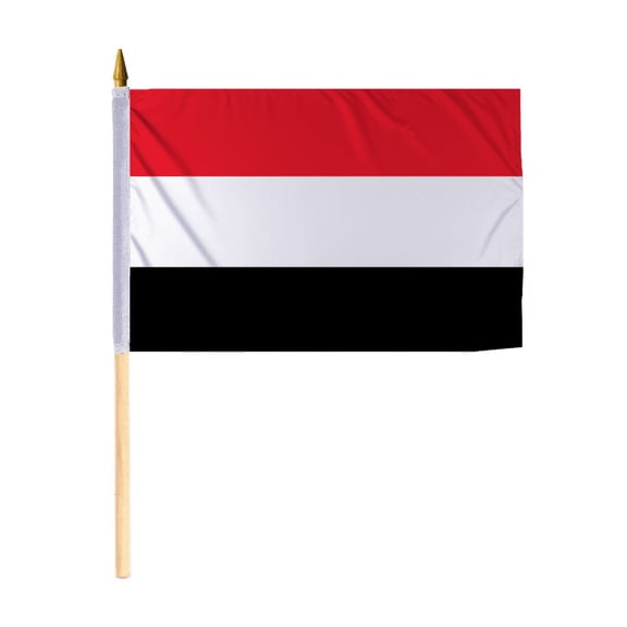 Promopatriot Small Yemen National Desk Flag 12x18 inch 24" Wood Stick Polyester Double Stitched Edges Mini Yemen flag on Stick