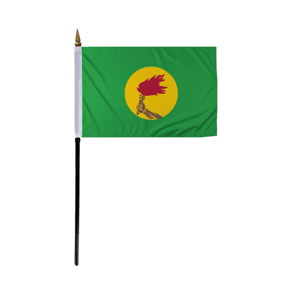 Promopatriot Small Zaire Country Stick Flag 4x6 inch 11" Plastic Stick Polyester Fabric Stitched Edges Hand Held Mini Small Stick Flags
