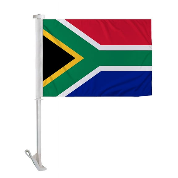 Promopatriot South Africa Car Flag 10.5x15 inch Premium Super Knit Polyester Fabric Double Sided Stitched 19" Plastic Unbreakable Stiff Pole