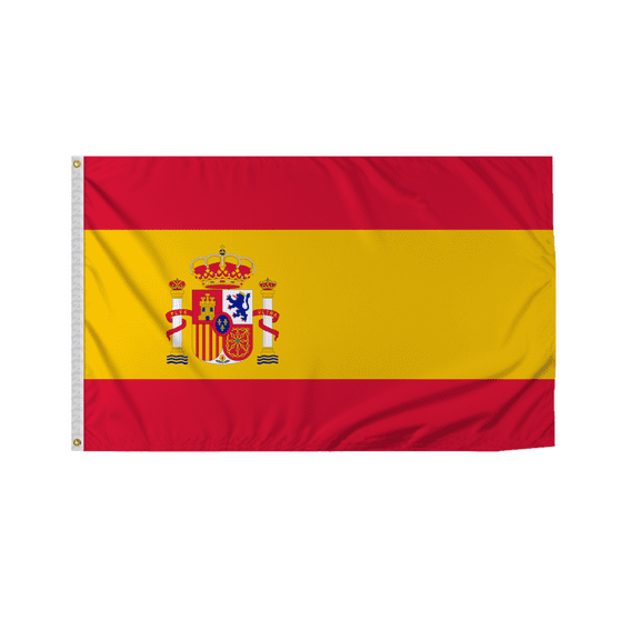 Promopatriot Spain with Seal Country Flag 5x8 Ft Outdoor Nylon Double Stitched Edges Canvas Header Brass Grommets Fade Resistant & Vivid Colors