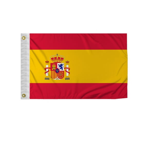 Promopatriot Spain with Seal National Flag 2x3 ft Nylon Double Stitched Edges Canvas Header Brass Grommets Fade Resistant & Vivid Colors