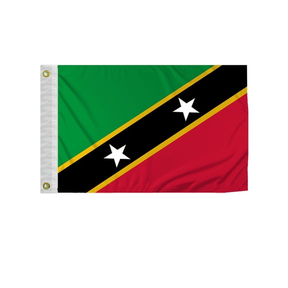 Promopatriot St. Kitts 12x18 inch Boat Flag 200D Nylon Double Stitched Canvas Header Brass Grommets Fade Resistant & Vivid Color