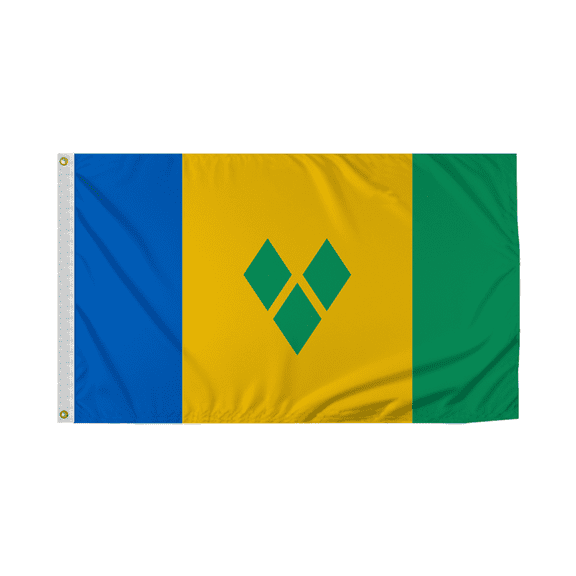 Promopatriot St.Vincent Country Flag 3x5 Ft Outdoor Nylon Double Stitched Edges Canvas Header Brass Grommets 3'x5' St.Vincent