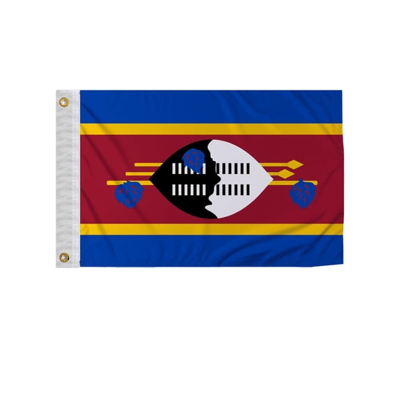 Promopatriot Swaziland 12x18 inch Boat Flag 200D Nylon Double Stitched Canvas Header Brass Grommets Fade Resistant & Vivid Color
