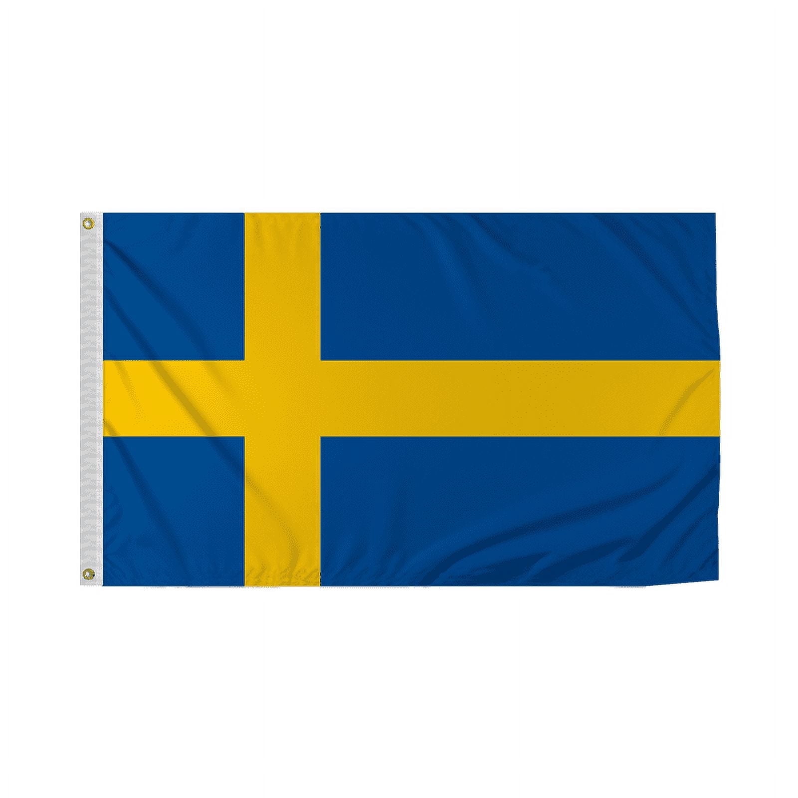 Promopatriot Sweden Country Flag 3x5 Ft Outdoor Nylon Double Stitched Edges Canvas Header Brass Grommets 3'x5' Sweden