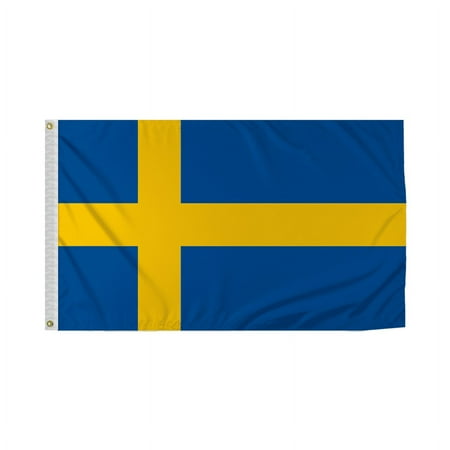 Promopatriot Sweden National Flag 3x5 ft Polyester Double Stitched Edges Polyester Header Metal Grommets Fade Resistant & Vivid Colors Indoor