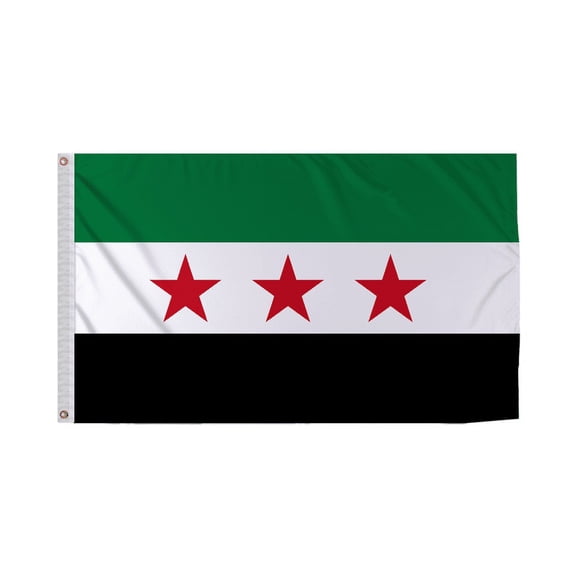 Promopatriot Syria National Flag 3x5 ft Polyester Double Stitched Edges Polyester Header Metal Grommets Fade Resistant & Vivid Colors Indoor