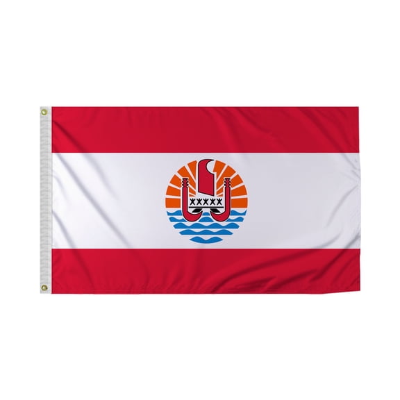 Promopatriot Tahiti National Flag 3x5 ft Polyester Double Stitched Edges Polyester Header Metal Grommets Fade Resistant & Vivid Colors Indoor