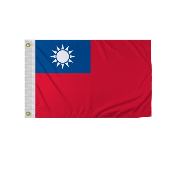 Promopatriot Taiwan 12x18 inch Boat Flag 200D Nylon Double Stitched Canvas Header Brass Grommets Fade Resistant & Vivid Color