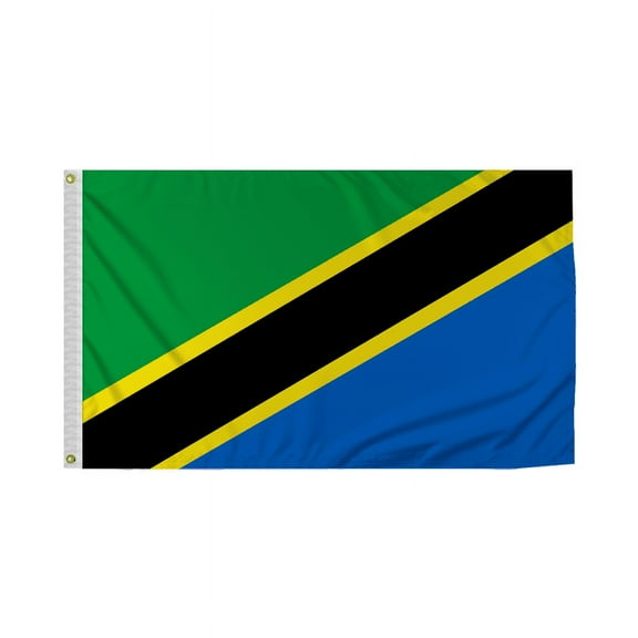 Promopatriot Tanzania Country Flag 3x5 Ft Outdoor Nylon Double Stitched Edges Canvas Header Brass Grommets 3'x5' Tanzania