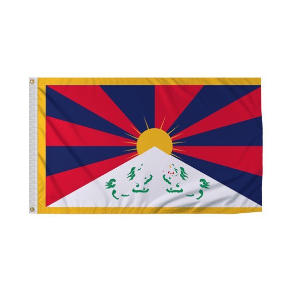 Promopatriot Tibet National Flag 3x5 ft Polyester Double Stitched Edges Polyester Header Metal Grommets Fade Resistant & Vivid Colors Indoor