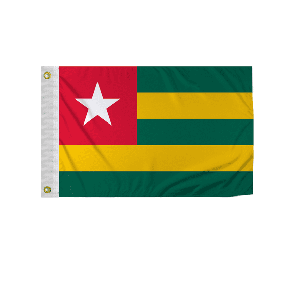 Promopatriot Togo 12x18 inch Boat Flag 200D Nylon Double Stitched Canvas Header Brass Grommets Fade Resistant & Vivid Color