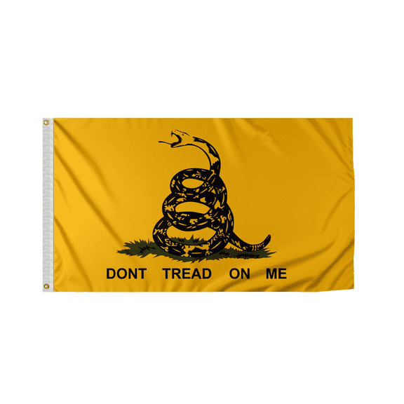 Promopatriot Don't Tread on Me Gadsden Flag 5x8 ft Nylon 6 Needle Lock Stitched Fly Hem Never Rust Brass Grommets Big Size Bold Bright Yellow American Historical Coiled Rattle Snake Gadsden Flag