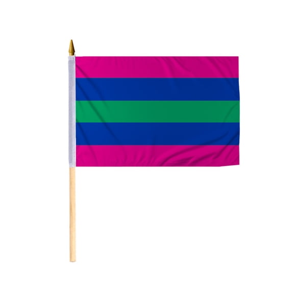 Promopatriot Trigender Pride Stick Flag 12x18 inch Stick Flag Sewn Edges Fade Resistant Polyester Handheld 24" Wood Stick Flag