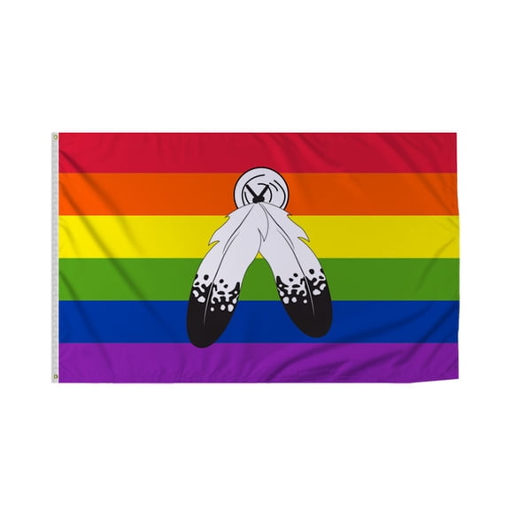 Promopatriot Two-Spirit Pride Flag 3x5 Ft Polyester Plated Grommets 3 x 5 Ft Pride Banner