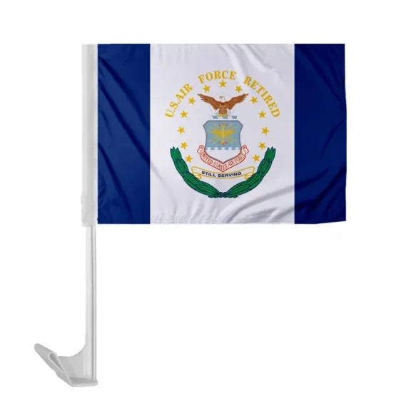 Promopatriot US Air Force Retired 12x16in Car Flag – Durable Polyester with Stitched Edges