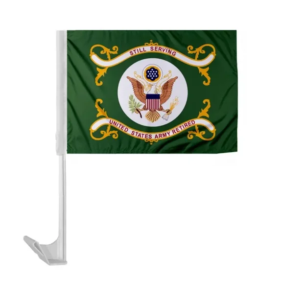 Promopatriot US Army Retired 12x16in Car Flag – Durable Polyester with Stitched Edges