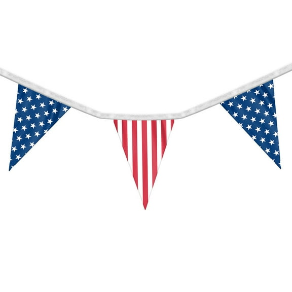 Promopatriot USA Flag Pennant Banner, 60 FT Long American String Flags, USA Triangle Flag Decorations Party, Stars Stripes Bunting Garland 4th of July - 5-mil Plastic Material