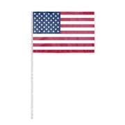Promopatriot USA Large Car Antenna Flag with Gold Fringe 12"x18" Knit Polyester, American Car Aerial, American Flag for Car Antenna Topper with 18" Sleeve