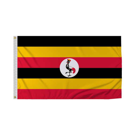 Promopatriot Uganda Country Flag 3x5 Ft Outdoor Nylon Double Stitched Edges Canvas Header Brass Grommets 3'x5' Uganda