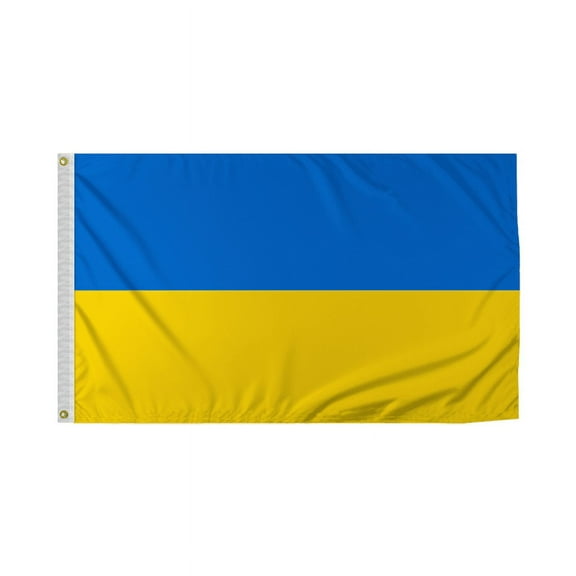 Promopatriot Ukraine National Flag 3x5 ft Polyester Double Stitched Edges Polyester Header Metal Grommets Fade Resistant & Vivid Colors Indoor
