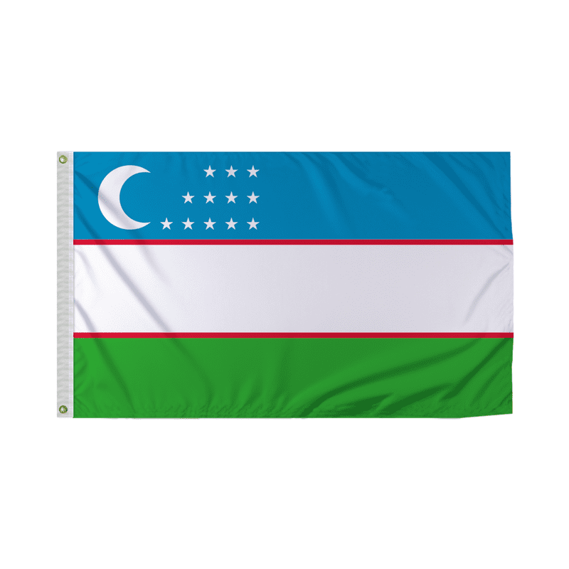 Promopatriot Uzbekistan Country Flag 3x5 Ft Outdoor Nylon Double Stitched Edges Canvas Header Brass Grommets 3'x5' Uzbekistan