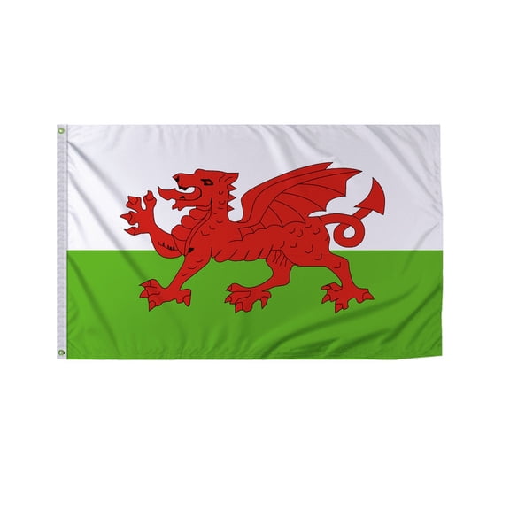 Promopatriot Wales Country Flag 5x8 Ft Outdoor Nylon Double Stitched Edges Canvas Header Brass Grommets Fade Resistant & Vivid Colors