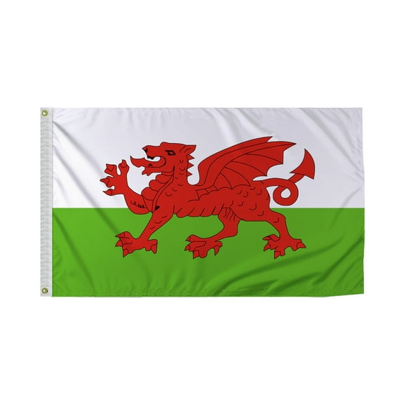 Promopatriot Wales National Flag 3x5 ft Polyester Double Stitched Edges Polyester Header Metal Grommets Fade Resistant & Vivid Colors Indoor