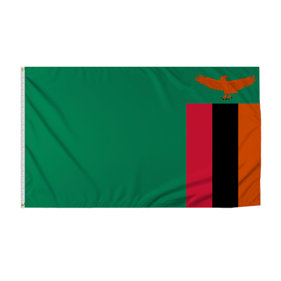 Promopatriot Zambia Country Flag 8x12 ft - 200D Nylon - Rope Thimble & 1 Brass Grommet - Fade Proof Outdoor Long Lasting All Weather Flag