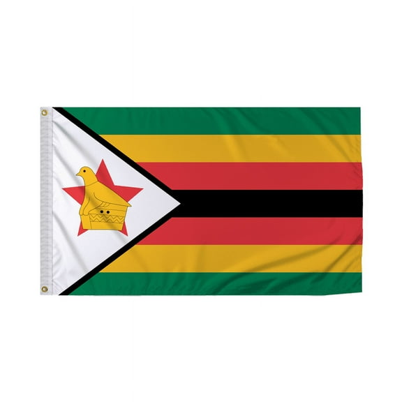 Promopatriot Zimbabwe National Flag 3x5 ft Polyester Double Stitched Edges Polyester Header Metal Grommets Fade Resistant & Vivid Colors Indoor
