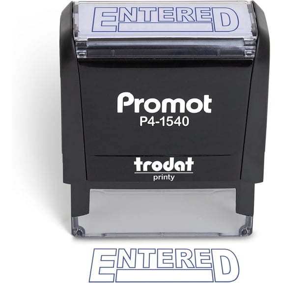 Promot Entered Stamp - Self Inking Rubber Stamp in Blue Ink