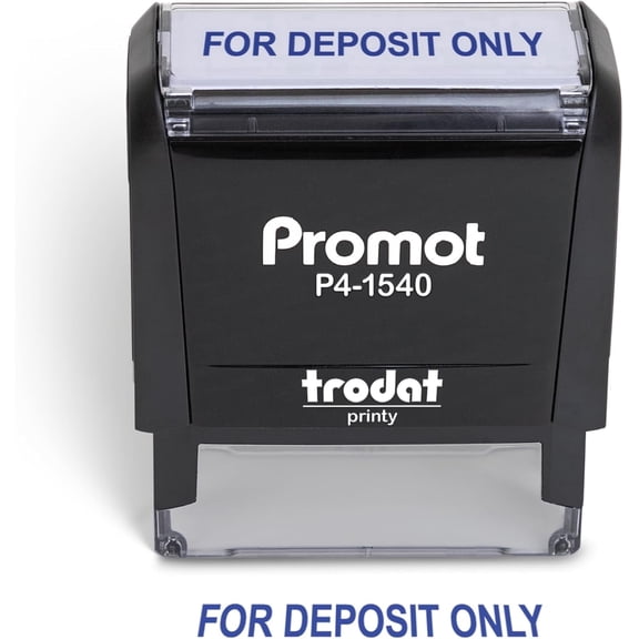 Promot For Deposit Only Stamp - Self Inking Rubber Stamp in Blue Ink