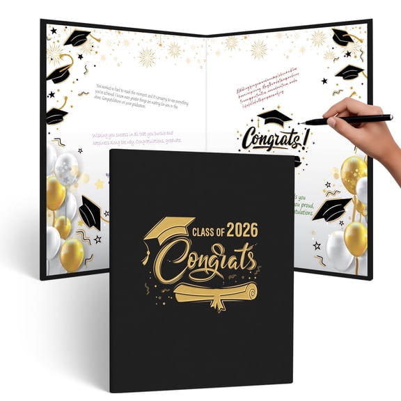 Promot Graduation Guest Book Card, Class of 2026, Black