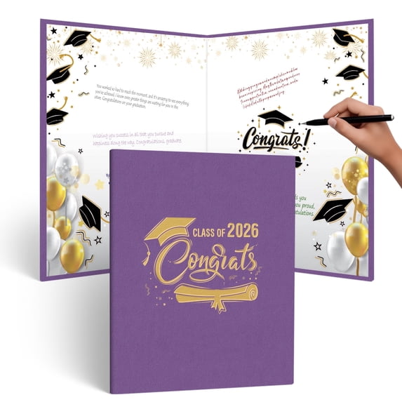 Promot Graduation Guest Book Card, Class of 2026, Purple