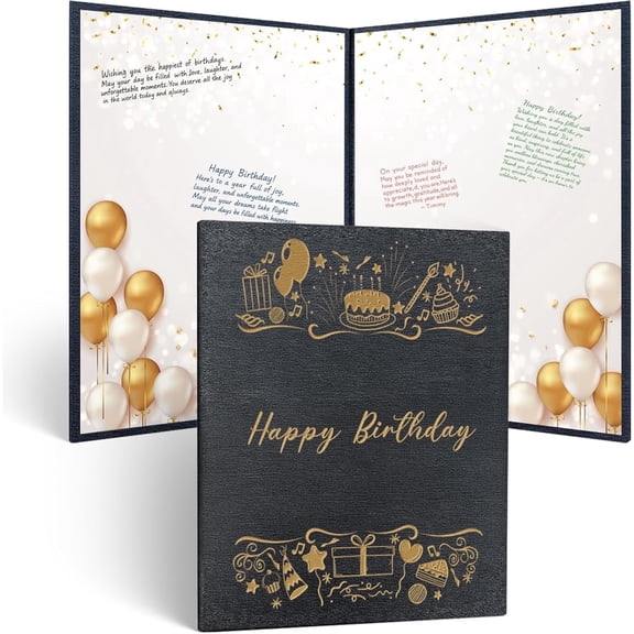 Promot Large Birthday Card for Party – Guest Book Alternative, Signature & Memory Keepsake, Birthday Celebration Decor (Graphite Black)
