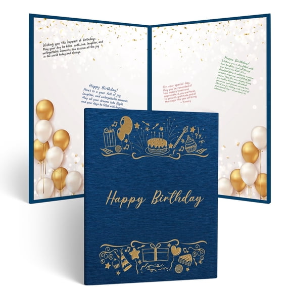 Promot Large Birthday Card for Party – Guest Book Alternative, Signature & Memory Keepsake, Birthday Celebration Decor (Sapphire Blue)