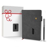 Promot PU Leather Notebook with Pen - A5 Lined Daily Journals for Writing - Black