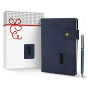 Promot PU Leather Notebook with Pen - A5 Lined Daily Journals for Writing - Blue
